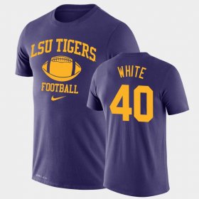 #40 Devin White Retro Football Louisiana State Tigers Legend Performance Mens Purple T-Shirt 144645-773