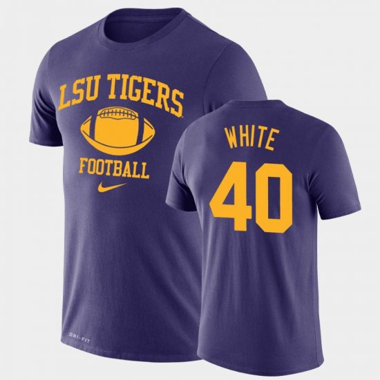 #40 Devin White Retro Football Louisiana State Tigers Legend Performance Mens Purple T-Shirt 144645-773
