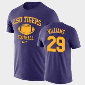#29 Greedy Williams Retro Football LSU Legend Performance Mens Purple T-Shirt 906885-703