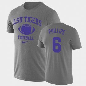 #6 Jacob Phillips Retro Football LSU Legend Performance Mens Heathered Gray T-Shirt 462570-828