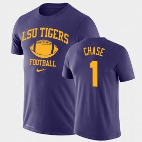 #1 Ja'Marr Chase Retro Football LSU Legend Performance Mens Purple T-Shirt 730201-212