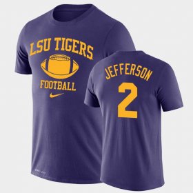 #2 Justin Jefferson Retro Football LSU Tigers Legend Performance Men Purple T-Shirt 262987-880