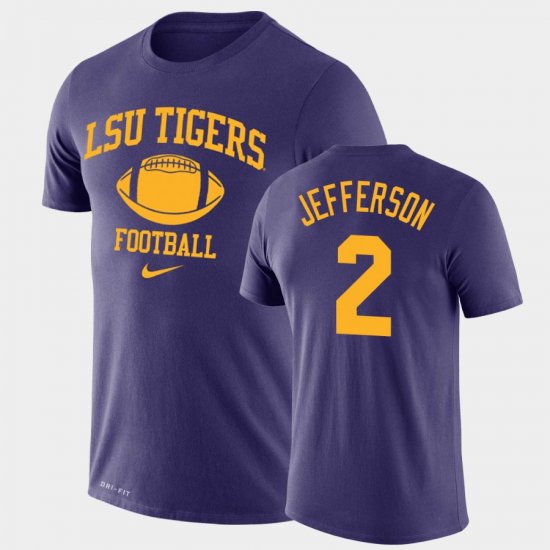 #2 Justin Jefferson Retro Football LSU Tigers Legend Performance Men Purple T-Shirt 262987-880