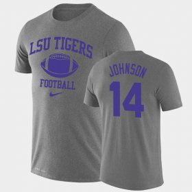 #14 Max Johnson Retro Football LSU Legend Performance Men Heathered Gray T-Shirt 533827-969