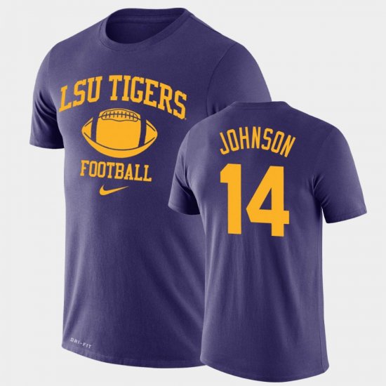 #14 Max Johnson Retro Football LSU Legend Performance Men Purple T-Shirt 958662-997