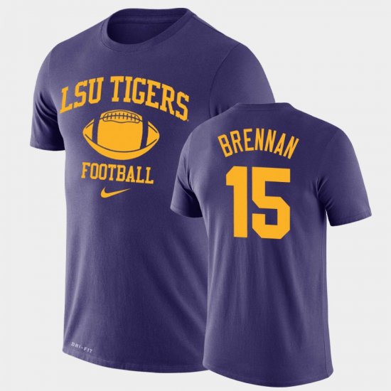 #15 Myles Brennan Retro Football LSU Tigers Legend Performance Men Purple T-Shirt 188649-543