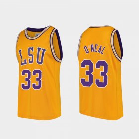 #33 Shaquille O'Neal Replica LSU Tigers College Basketball Men's Gold Jersey 444441-700