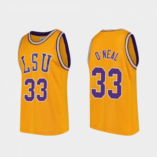 #33 Shaquille O\'Neal Replica LSU Tigers College Basketball Men\'s Gold Jersey 444441-700