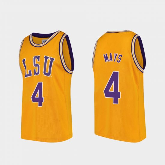 #4 Skylar Mays Replica LSU Tigers College Basketball Men Gold Jersey 462761-660