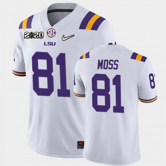 #81 Thaddeus Moss Game Louisiana State Tigers 2020 Football Men\'s White Jersey 882234-575