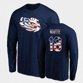 #18 Tre'Davious White Banner Wave Louisiana State Tigers Long Sleeve Men Navy T-Shirt 706025-247