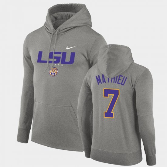 #7 Tyrann Mathieu Facility Performance Tigers Pullover Mens Gray Hoodie 922435-488