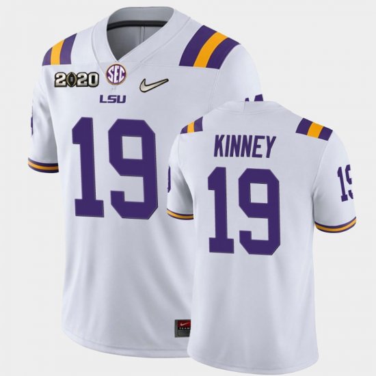 #19 Walker Kinney Game LSU Tigers 2020 Football Men White Jersey 634699-479