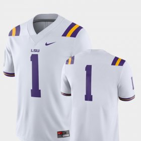 #1 College Football Louisiana State Tigers 2018 Game Men's White Jersey 178412-830