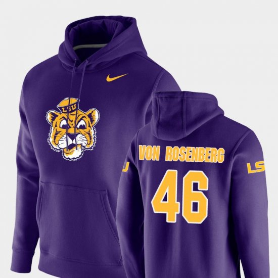 #46 Zach Von Rosenberg Vault Logo Club LSU Pullover Men\'s Purple Hoodie 956260-325