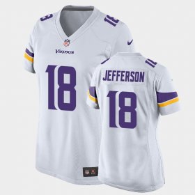 #18 Justin Jefferson 2020 NFL Draft Louisiana State Tigers Game Womens White Jersey 648997-543