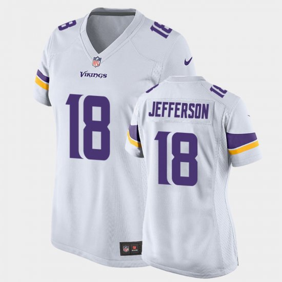 #18 Justin Jefferson 2020 NFL Draft Louisiana State Tigers Game Womens White Jersey 648997-543