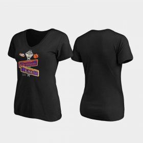 2020 National Championship Matchup Tigers vs. Clemson Tigers Touchdown V-Neck Women Black T-Shirt 668694-404