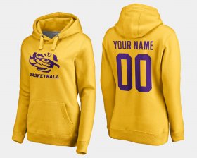 #00 Custom Name and Number Louisiana State Tigers Basketball Women Gold Hoodie 399759-232